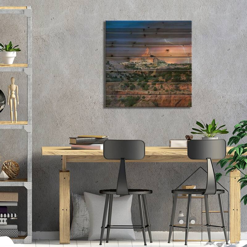 Lightning At Church Rock, Red Rock State Park, New Mexico Print On Wood by Tim Fitzharris - Multi-Color