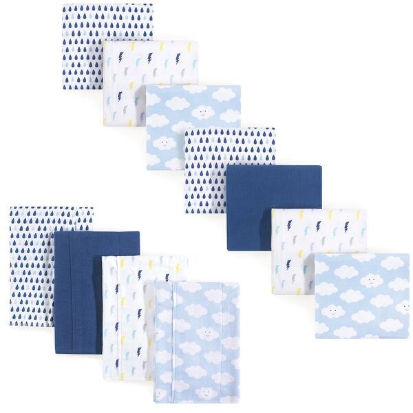 slide 1 of 1, Luvable Friends Infant Boy Cotton Flannel Burp Cloths and Receiving Blankets, 11-Piece, Boy Clouds, One Size One Size - Boy Clouds