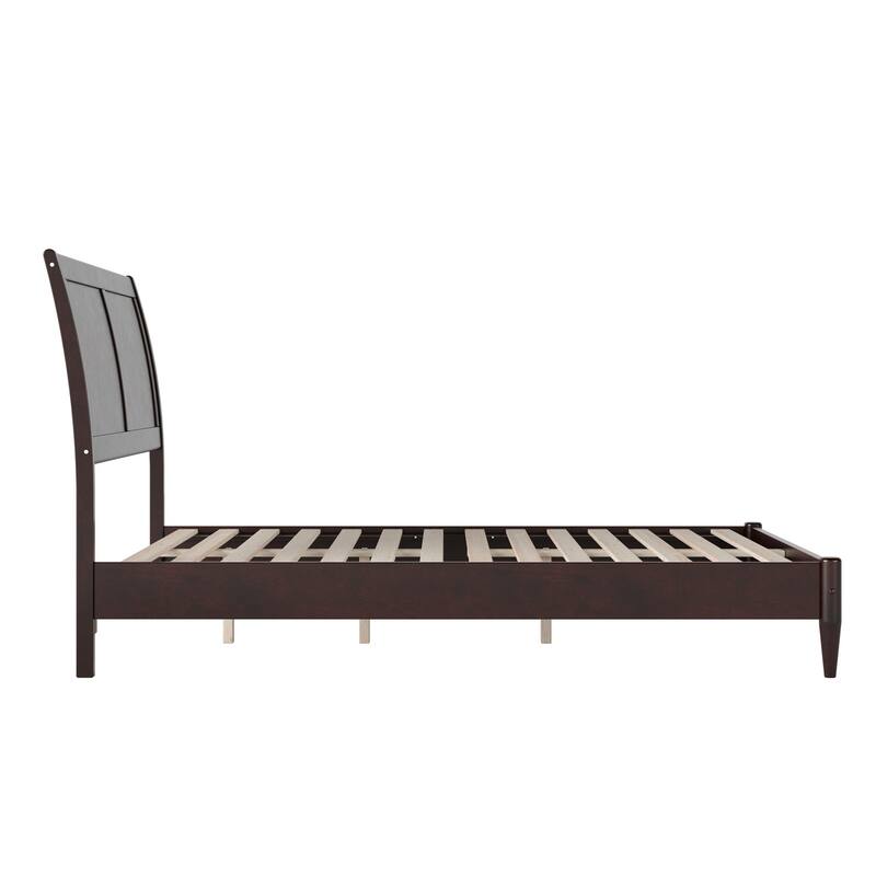 Solid Wood Sleigh Bed - Low Profile Platform Bed Frame - Full Size Bed Espresso Finish