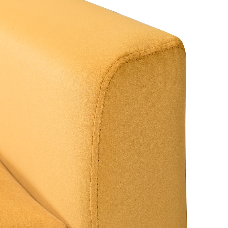 Lilia Contemporary Velvet Upholstered Tufted Back Armchair with Metal Golden legs by HULALA HOME