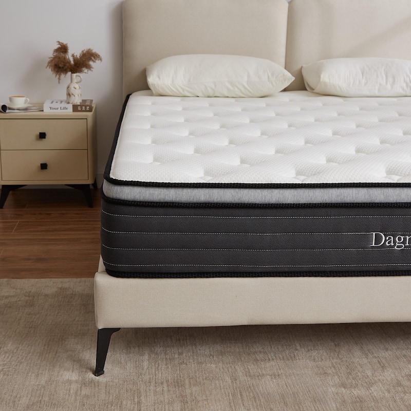 10Inch Boxed Hybrid Mattress with Gel Memory Foam and Individual Pocketed Coils, Full/Queen/King