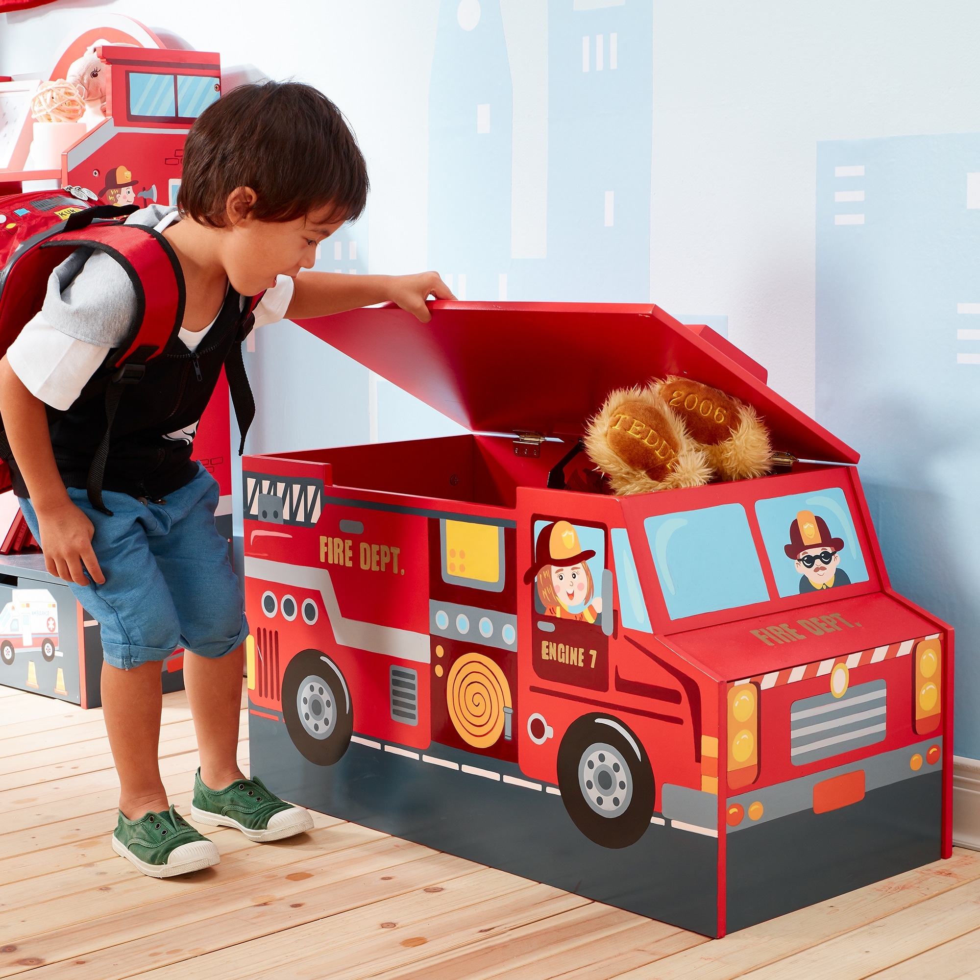 fire truck toy chest