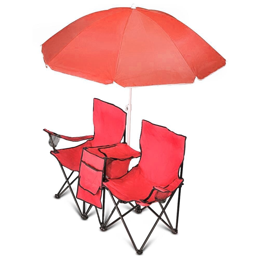 Double beach best sale chair with umbrella