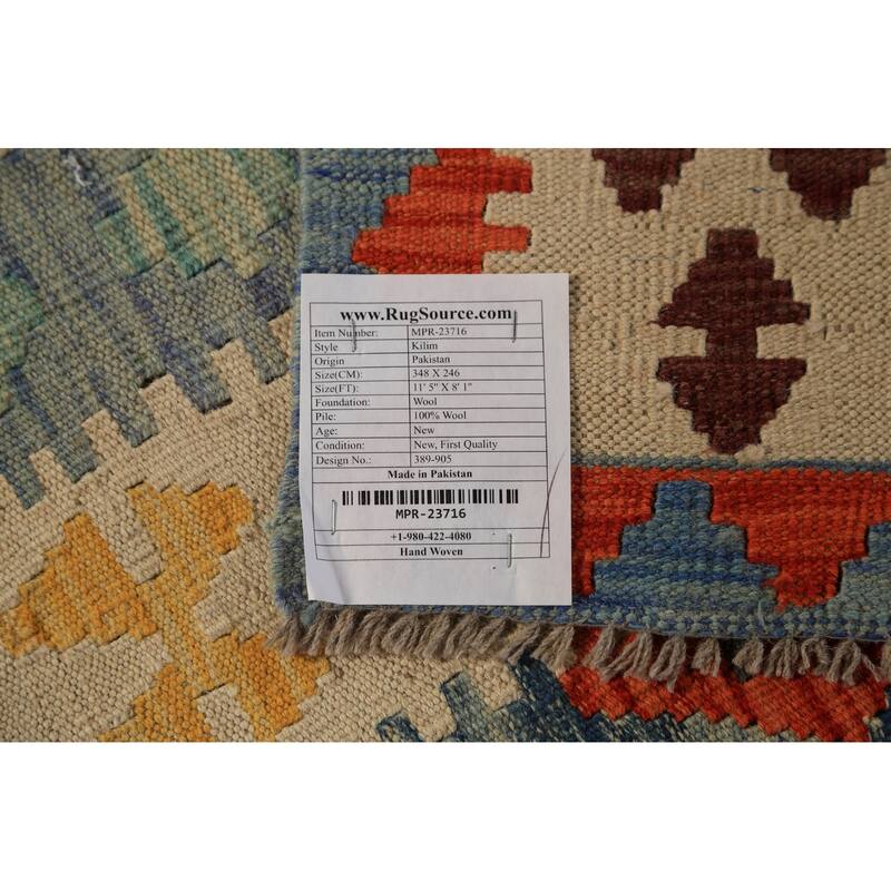 Southwestern Style Kilim Oriental Area Rug Flatweave Wool Carpet - 8'1"x 11'5"