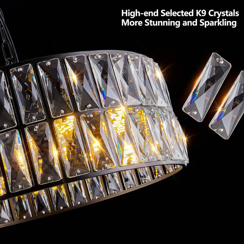 Modern Crystal Drum Chandelier, 6-Light Pendant Lighting Fixture
