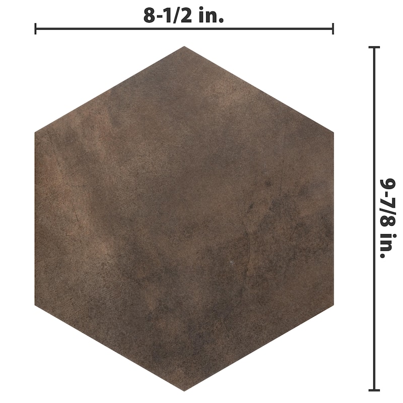 Merola Tile Industrial Hex Copper 8-1/2" x 9-7/8" Porcelain Floor and Wall Tile