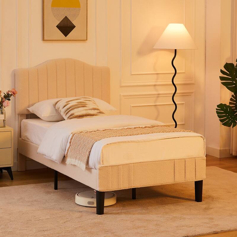 VECELO, 3-Pieces Bedroom Sets, Upholstered Platform Bed Frame with Adjustable Headboard and Nightstands Set of 2