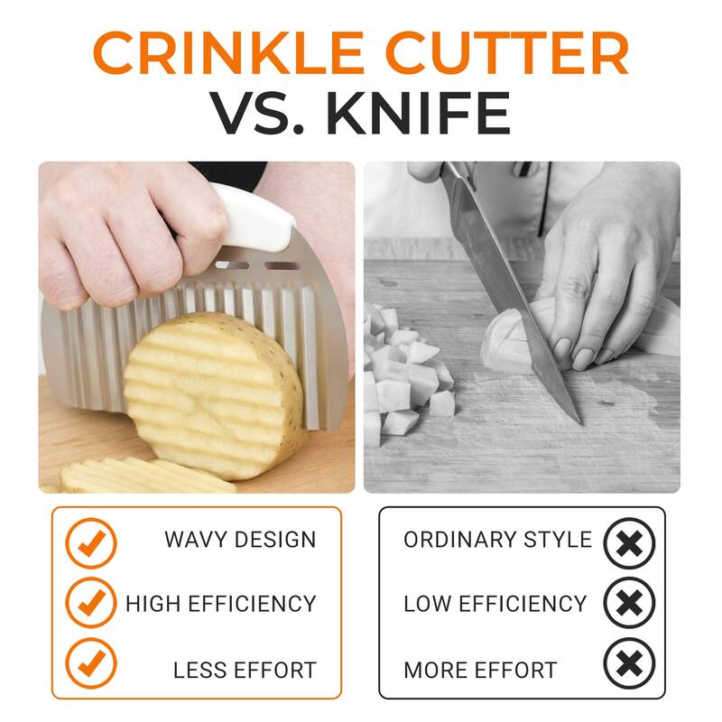 Cheer Collection Large Crinkle Cutter Stainless Steel Wavy French Fry and Vegetable Slicer