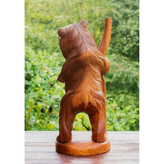 12" Wooden Hand Carved Standing Bear Statue Handcrafted Handmade Figurine Sculpture Lodge Cabin Outdoor Indoor Decor