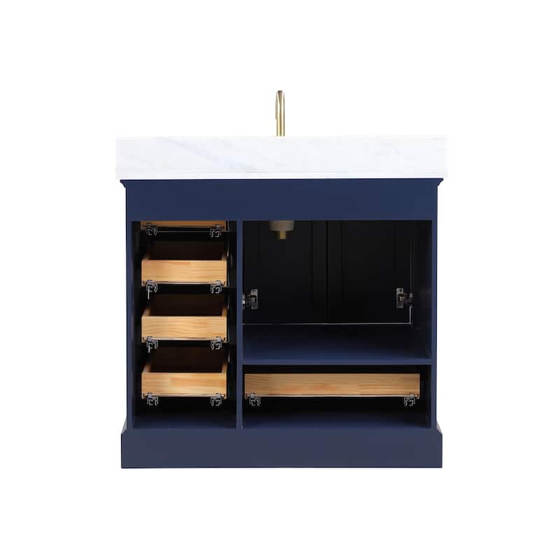 Blossom Copenhagen 36" Bathroom Vanity with Marble Top, Sink & Mirror