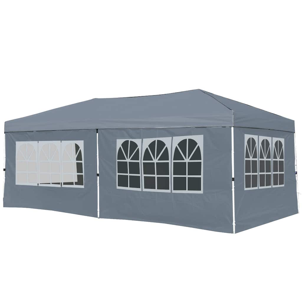 Gymax 10 X 20 FT Pop up Canopy Tent w/ 6 Sidewalls Wheeled Bag 6