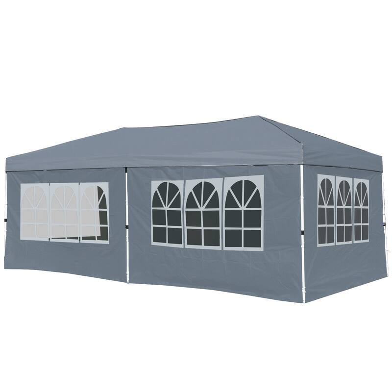 Gymax 10 X 20 FT Pop up Canopy Tent w/ 6 Sidewalls Wheeled Bag 6