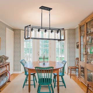 35.4-Inch 5 Light Farmhouse Linear Chandelier for Dining Room Pool Table Pendant Light Fixture