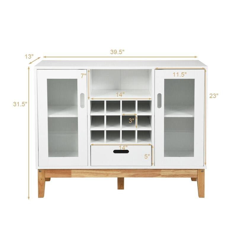 Wood Wine Storage Cabinet Sideboard Console Buffet Server - 39.5" x 13" x 31.5" (L x W x H)