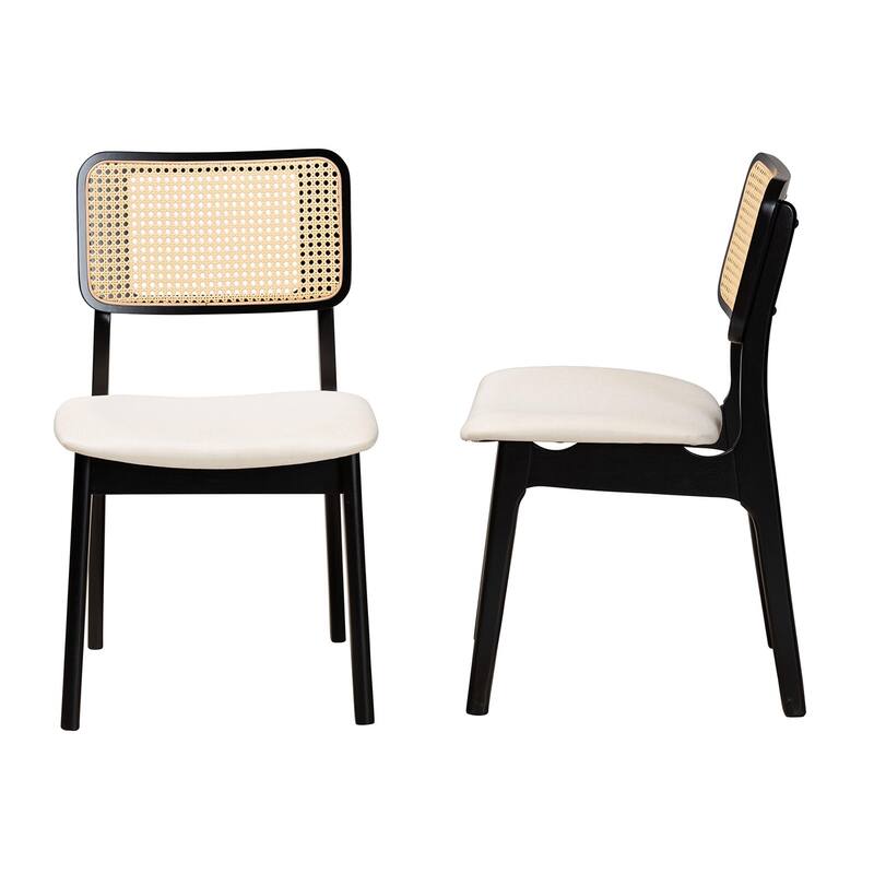 Dannon Mid-Century Modern Fabric and Finished Wood 2-Piece Dining Chair Set