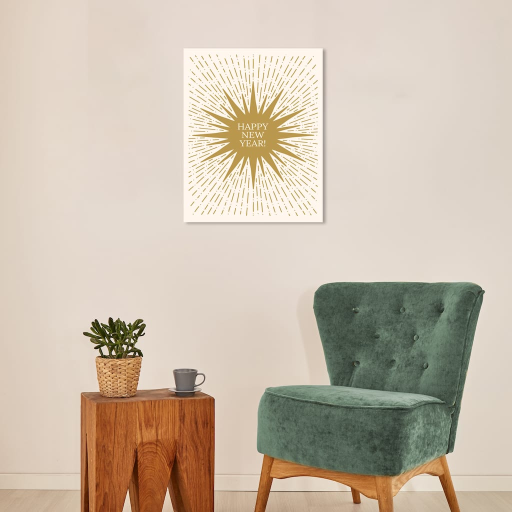 Wynwood Studio Canvas Holiday and Seasonal The Happy Star Shines Gold Modern & Contemporary Wall Art Canvas Print