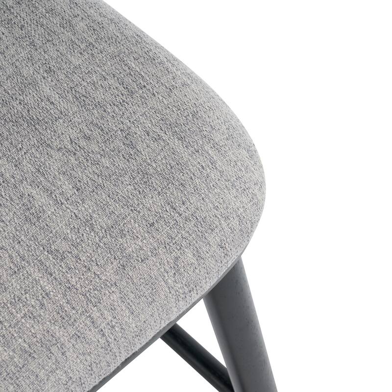 Doria Indoor Wooden Barstool, Black Finish With Grey Upholstery, Set of 2