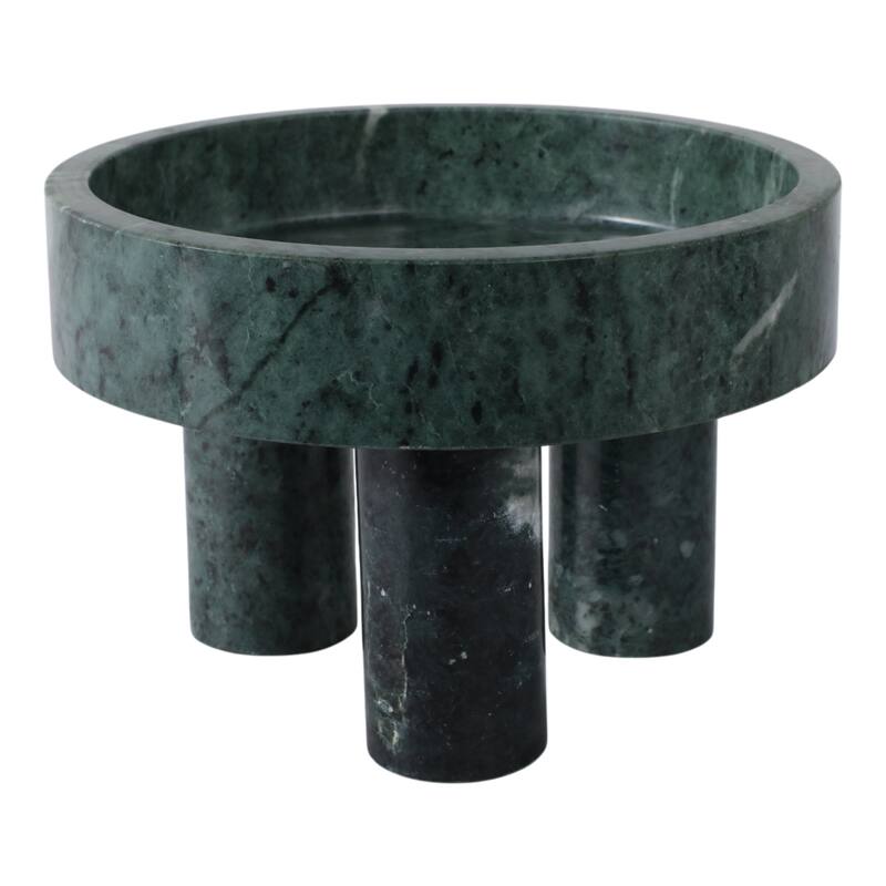 Marble Bowl with Tripod Legs Decorative Accent Home Decor - 6" Green - 9" x 9" x 6"