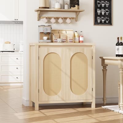 Sideboard Cabinet, 30.1INCH Buffets & Sideboard with Rattan Door