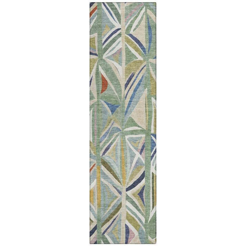 Machine Washable Indoor/ Outdoor Modern Mosaic Chantille Rug