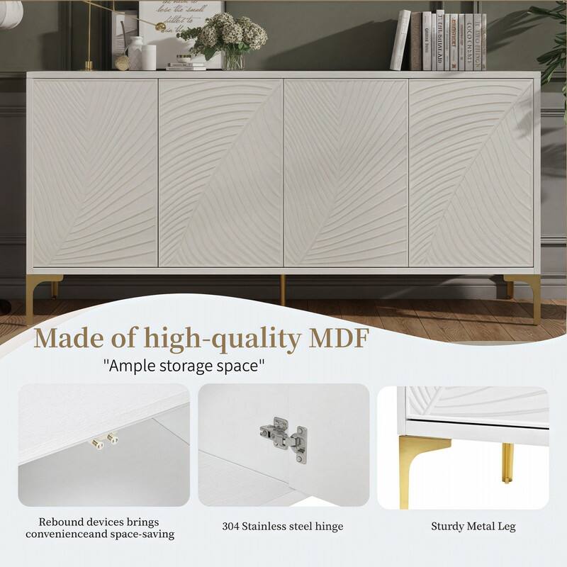 4-Door Sideboard with Adjustable Shelves,Multi-Functional Storage Cabinet for Home Organization
