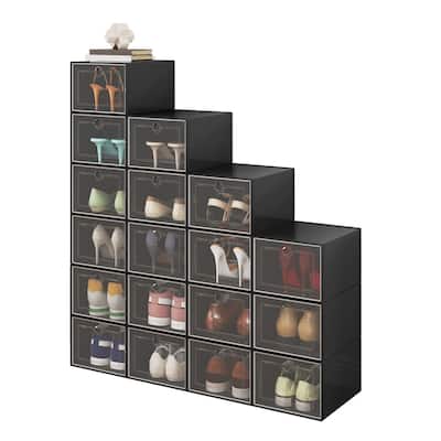 Moasis XXL 20 Pack Shoe Storage Boxes Clear Plastic Stackable Shoe Organizer