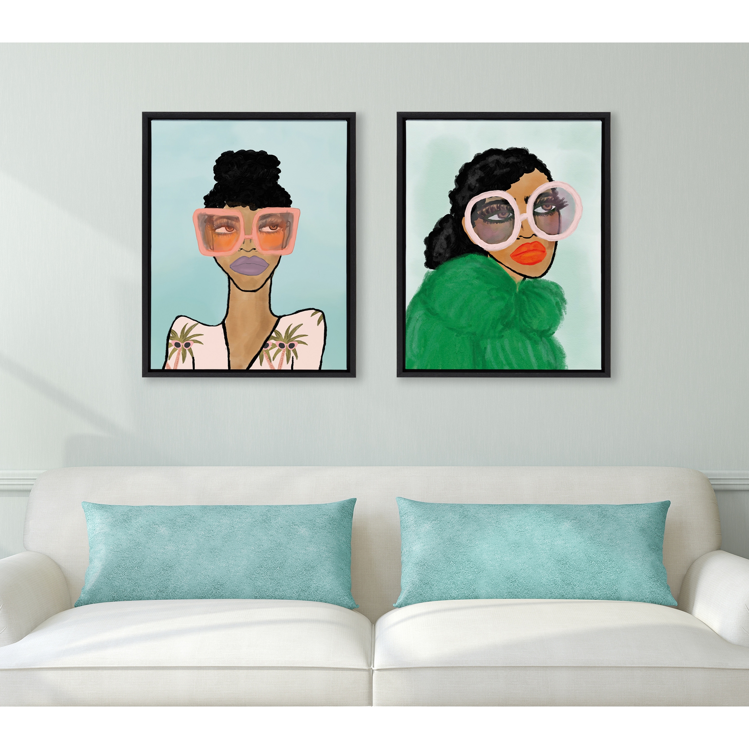 Kate and Laurel Sylvie Green Coat Framed Canvas by Kendra Dandy