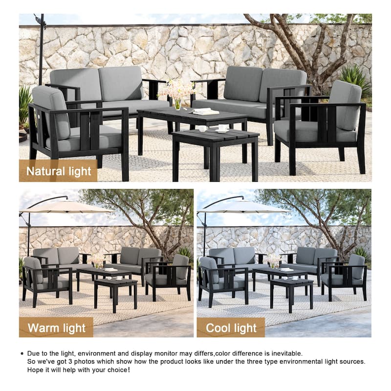 Teak Wood 6-Piece Outdoor Conversation Set with Table