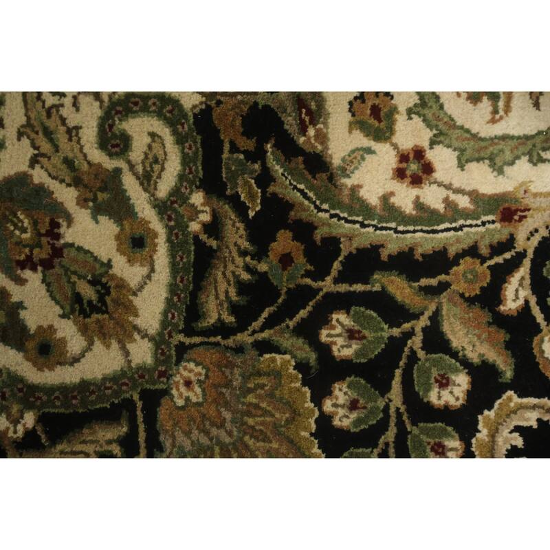 Hand Knotted Oriental 100% Wool Carpet Traditional Floral Black Agra Area Rug - 11' 11'' X 9' 2''