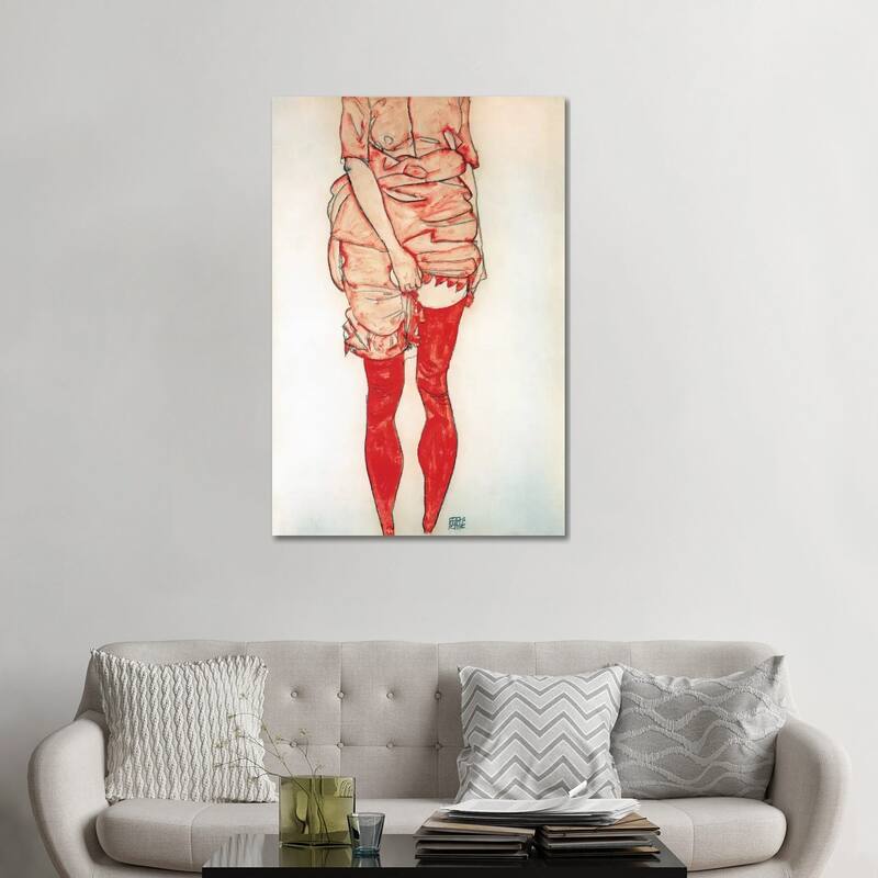 iCanvas "Standing Woman In Red" by Egon Schiele Canvas Print - 48x32x1.5