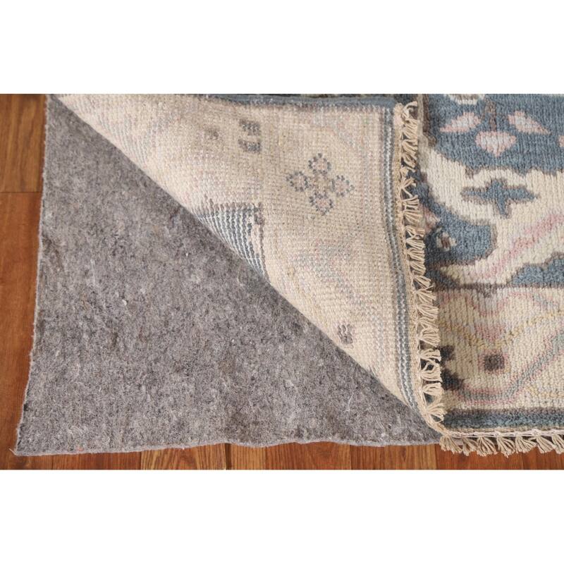 Blue Oushak Style Runner Rug Handmade Wool Carpet - 2'7"x 9'10"