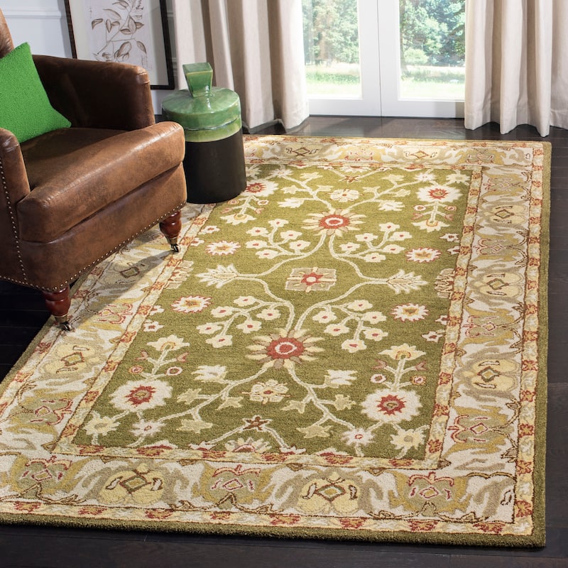 SAFAVIEH Handmade Anatolia Lisann Traditional Oriental Hand-spun Wool Rug - 3' x 5' - Moss/Ivory