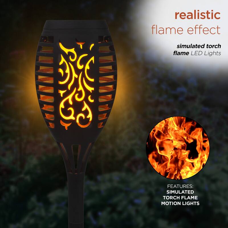 Alpine Corporation 20" Tall Outdoor Solar Powered Pathway LED Torch Light Stakes (Set of 6)