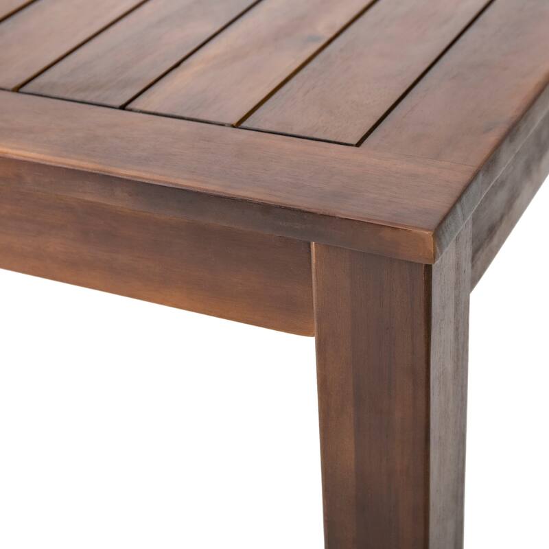 Roomfitters Solid Wood Dining Table, Rectangular Slatted Tabletop, Weather-Resistant Outdoor Patio Table, Dark Brown