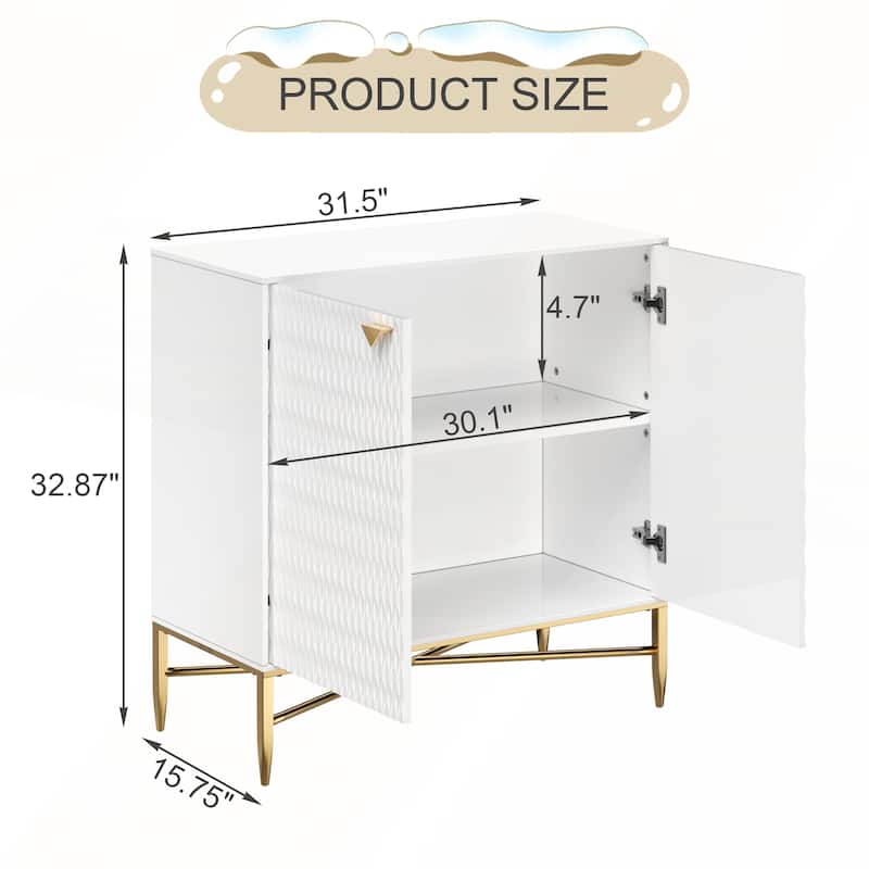 White Modern 2-Door Locker Accent Cabinet