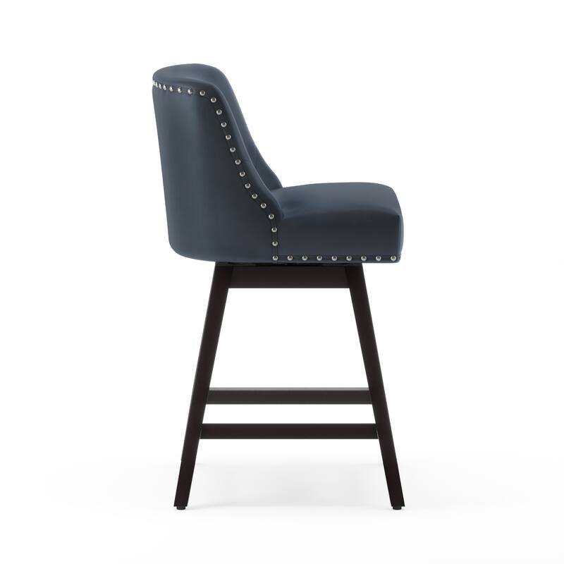 26 in. Fabric Upholstered Counter Height Swivel Bar Stool with Footrest - 19.6"D x 19.6"W x 37"H