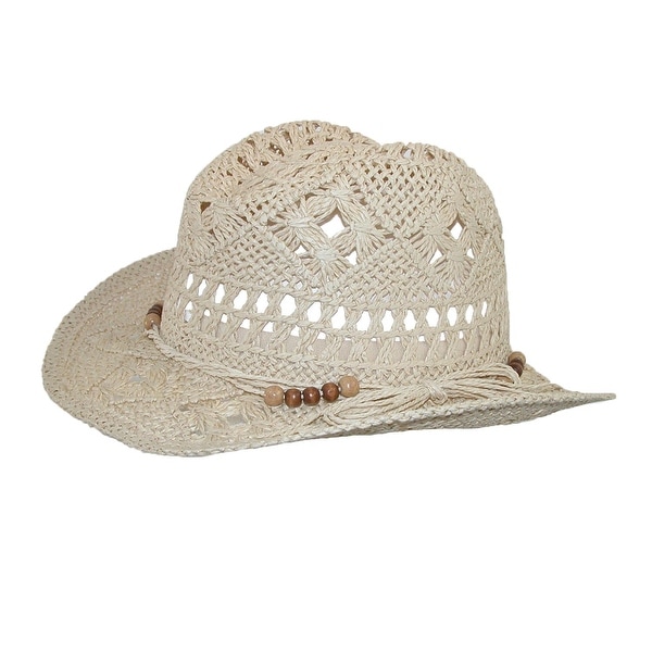 CTM Girls Straw Braided Trim Cowgirl Western Hat