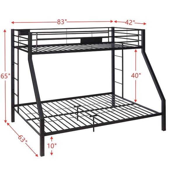 Metal Twin XL/Queen Bunk Bed with Full-Length Guardrail, Space-Saving Design