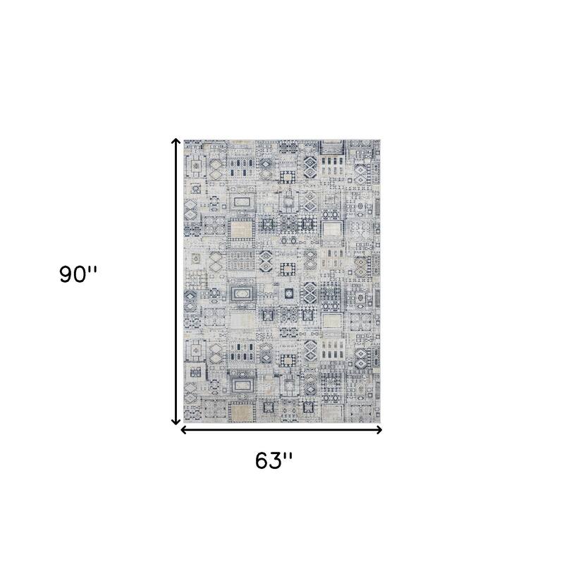 HomeRoots Ikat Contemporary Rectangle Area Rug