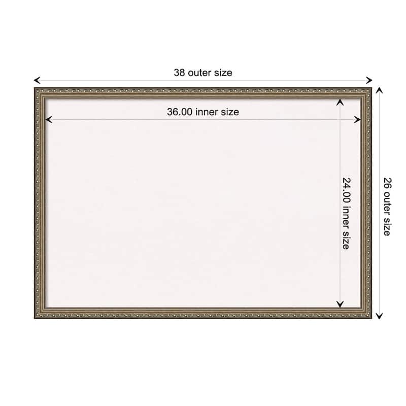 Parisian Silver Wood Framed White Corkboard Bulletin Board - Board Size 36x24