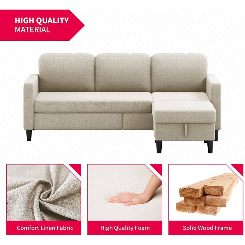 Mixoy 78"Sectional Sofa with Ottoman, Free Combination L Shaped Sofa Couch Set