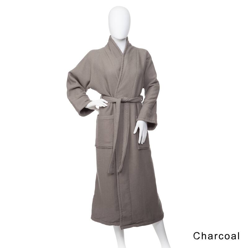Superior Cotton Waffle Weave Spa Bath Robe - XL/XXL - Charcoal
