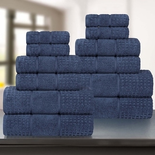 Superior Napa Zero Twist Cotton Waffle 12 Piece Bathroom Towel Set