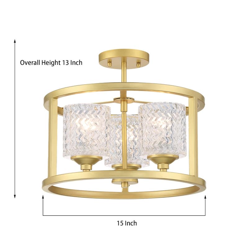 Moulins 3-light Modern Farmhouse Semi-Flush Mount Ceiling Lights with UL Certified - 15''