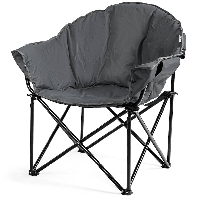 Costway Folding Camping Moon Padded Chair with Carry Bag Cup Holder - 32''x 31.5''x 35.5''