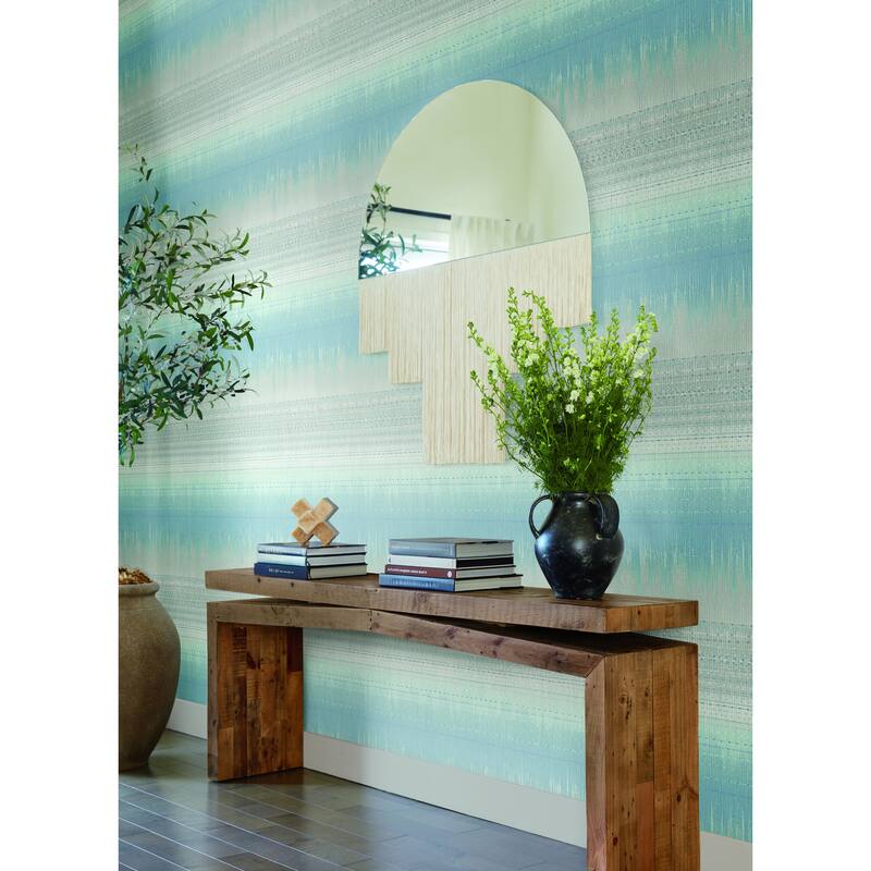 Eaubonne Blue Unpasted Paper Unpasted Bohemian Desert Textile Wallpaper Covers about 60.75 sq. ft.