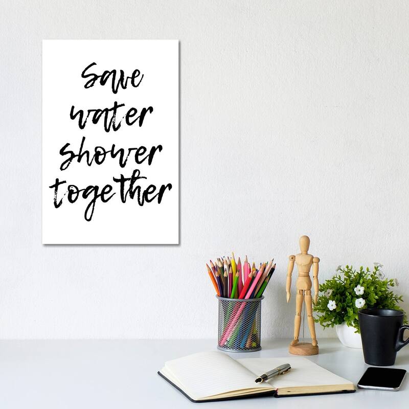 iCanvas "Save Water Shower Together" by Pixy Paper Canvas Print - 12x8x0.75