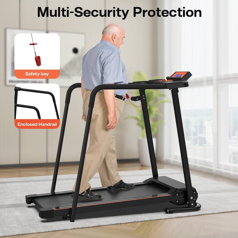 Walking Treadmills for Home, Extended Handrails for Recovery Fitness, Portable Foldable Treadmill