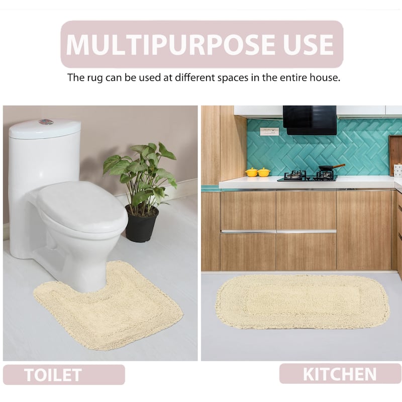 Radiant Collection Absorbent Cotton 2 Piece Set Machine Washable Bath Rug