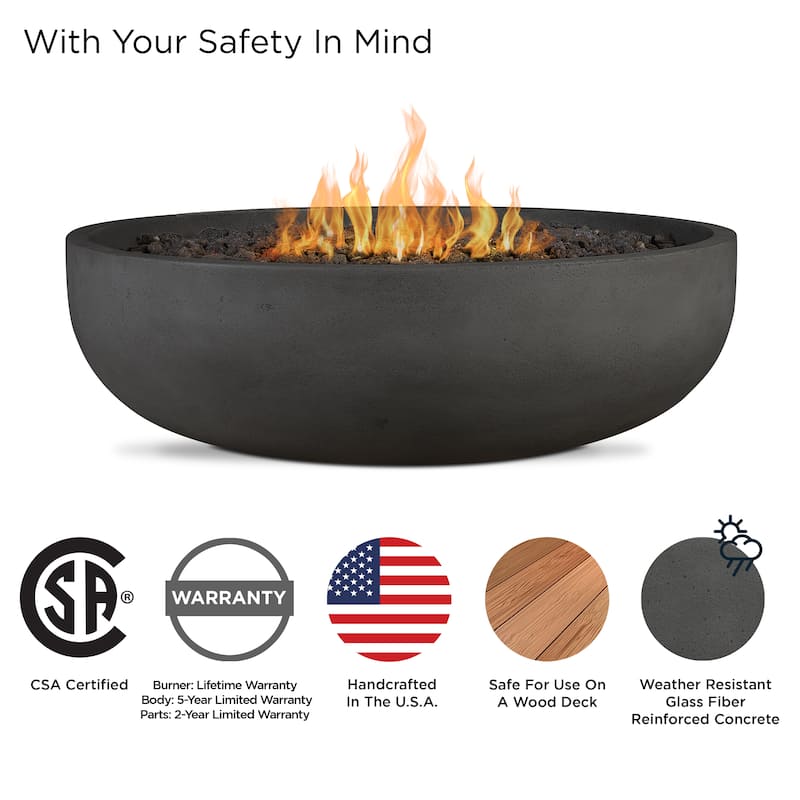 Bryce 48" Natural Gas Fire Bowl Made in the USA by Real Flame